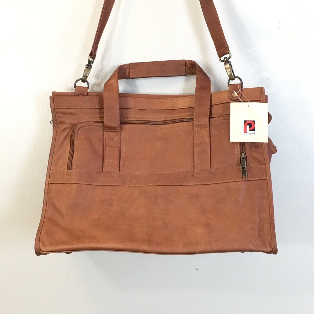 Piel Large Genuine Leather Tote/Overnight Bag